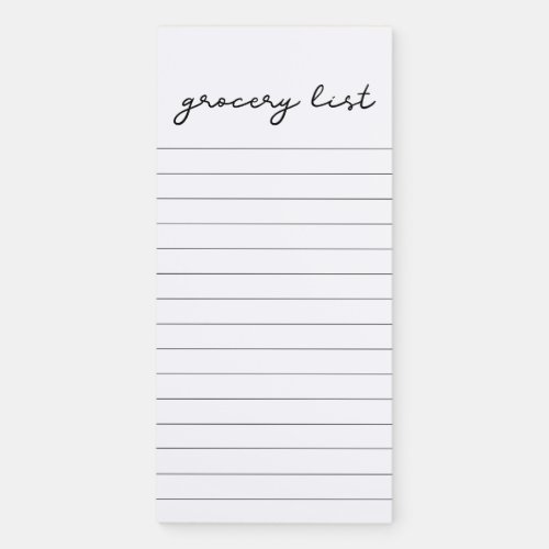 Simple minimalist Grocery list Magnetic Notepad