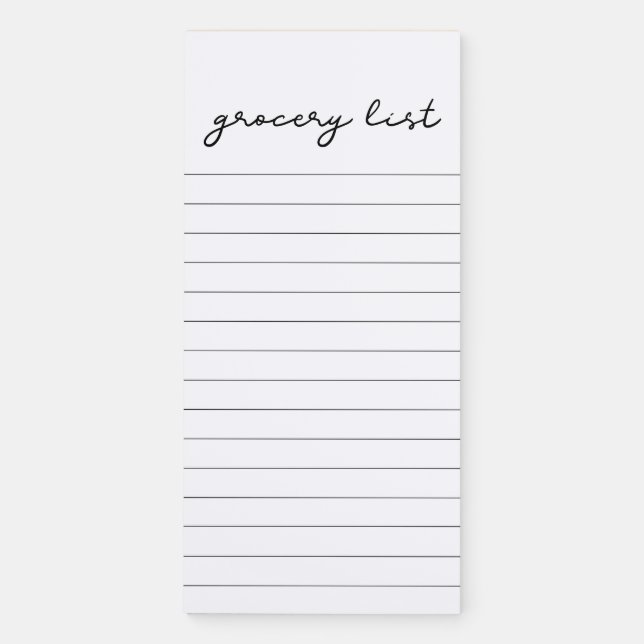 Simple minimalist Grocery list Magnetic Notepad (Front)