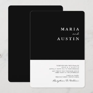 Simple Minimalist Half Black Half White Wedding Invitation