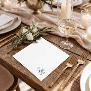 Simple minimalist hand drawn chic coctail napkins