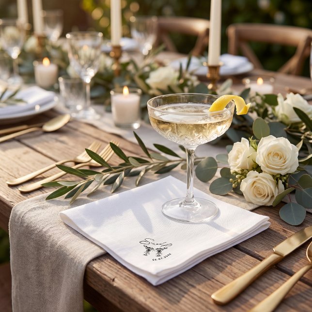 Simple minimalist hand drawn cocktail wedding napkins (Creator Uploaded)