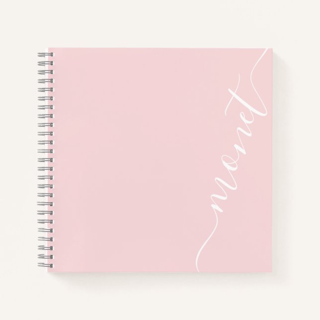 Simple Minimalist Handwritten Script Name Pink Notebook (Front)