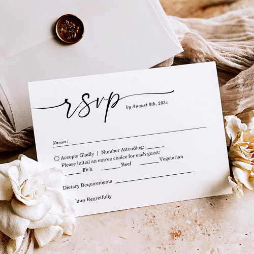 Simple Minimalist Handwritten Script Wedding RSVP Card