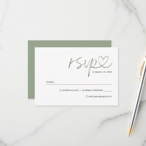 Simple Minimalist Handwritten Script Wedding RSVP Card