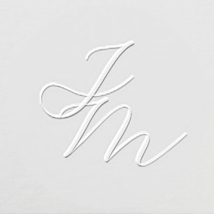 Simple Minimalist Handwritten Wedding Initials Embosser