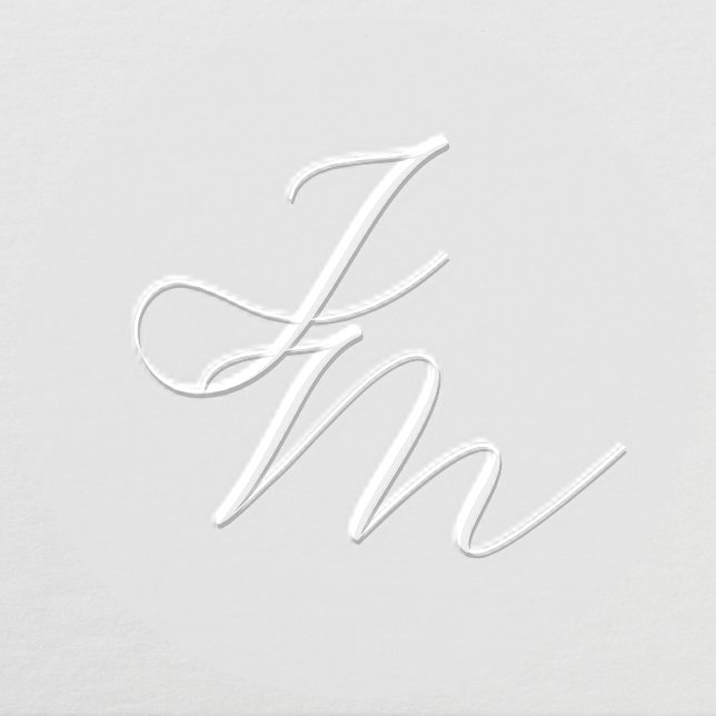 Simple Minimalist Handwritten Wedding Initials Embosser (Design)