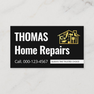 Simple Minimalist Handyman Name Tab Business Card