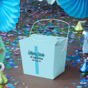 Simple Minimalist Happy Easter Light Blue Cross Favor Boxes