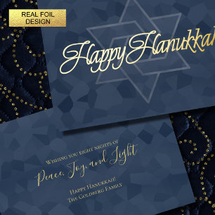 Simple Minimalist Happy Hanukkah Foil Holiday Card