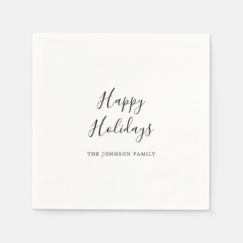 Simple Minimalist Happy Holidays  Napkins