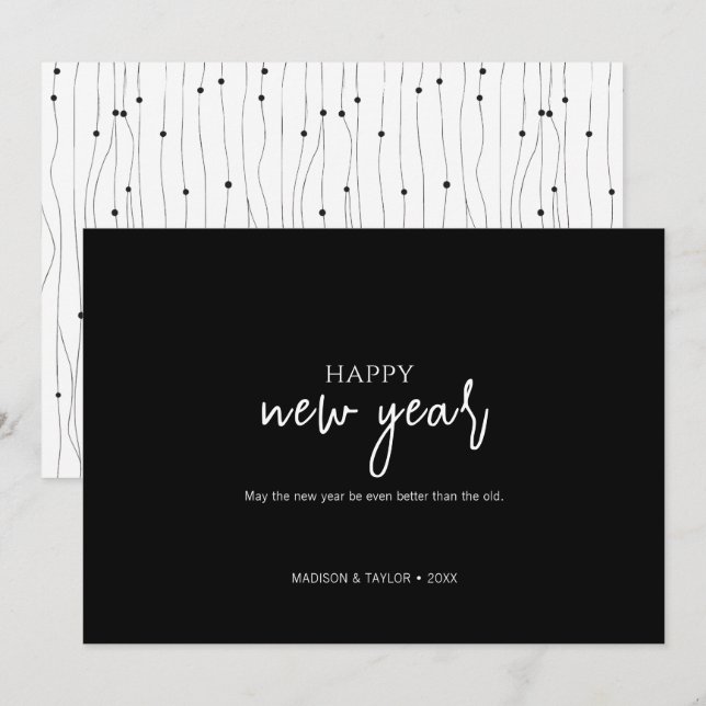 Simple Minimalist Happy New Year Holiday Card (Front/Back)