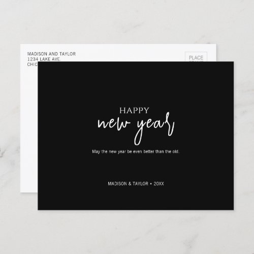 Simple Minimalist Happy New Year Holiday Postcard