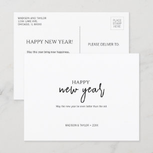 Simple Minimalist Happy New Year Holiday Postcard