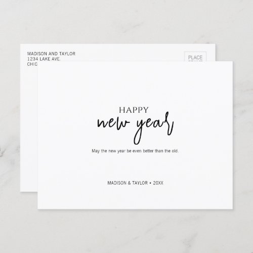 Simple Minimalist Happy New Year Holiday Postcard