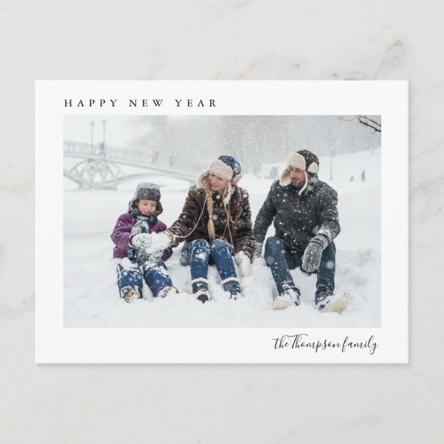 Simple Minimalist Happy New Year Photo Postcard (Front)