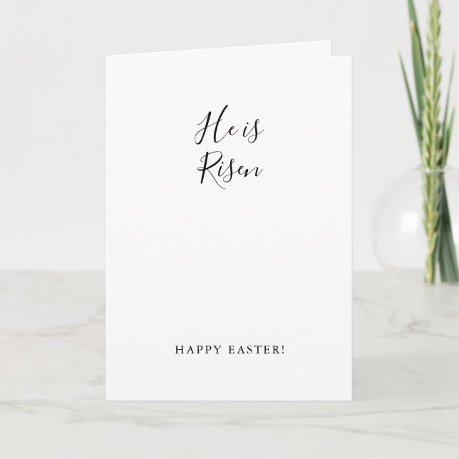 Simple Minimalist He is Risen Easter  Holiday Card (Front)