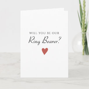 Simple Minimalist Heart Ring Bearer, Wedding Card
