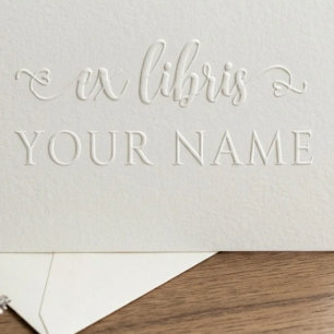 Simple minimalist heart script Ex libris Embosser