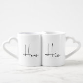Simple minimalist His and Hers Mr and Mrs Coffee Mug Set (Front Nesting)