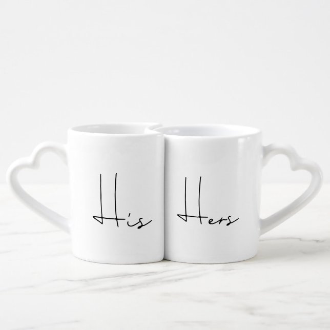 Simple minimalist His and Hers Mr and Mrs Coffee Mug Set (Back Nesting)
