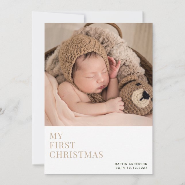 simple minimalist holiday birth announcement (Front)