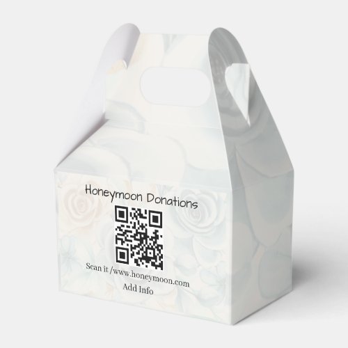 Simple minimalist honeymoon donations wedding q r  favor boxes