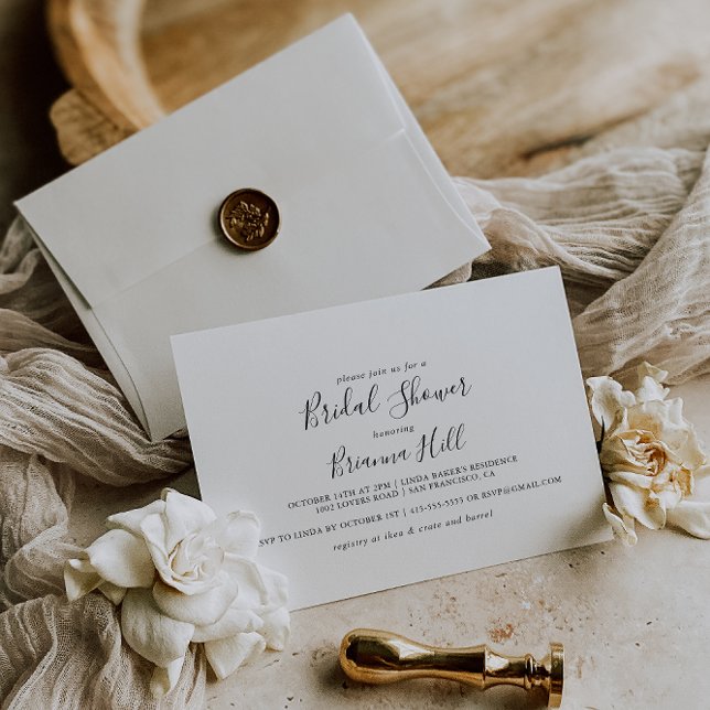 Simple Minimalist Horizontal Bridal Shower Invitation (Creator Uploaded)