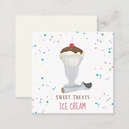 Simple Minimalist Ice Cream Shop Custom Square Business Card