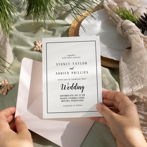 Simple Minimalist Informal Frame Wedding Invitation