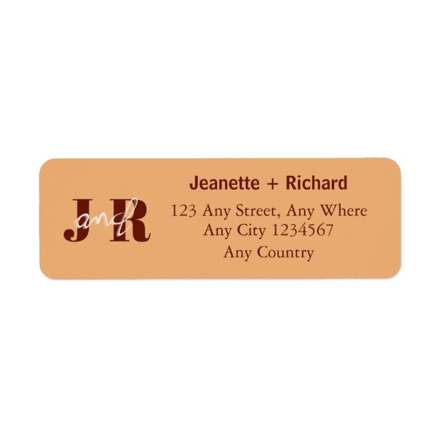 Simple Minimalist Initial Name Script Wedding Label (Front)