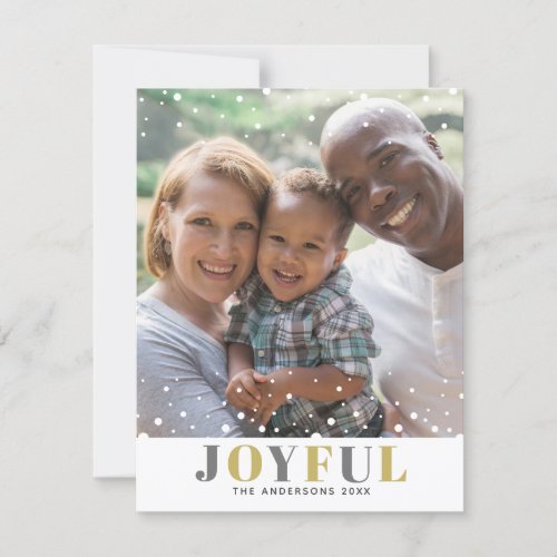 Simple Minimalist Joyful Photo Holiday Card