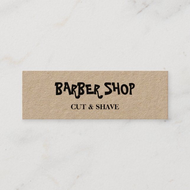 Simple Minimalist Kraft Barber Shop Mini Business Card (Front)