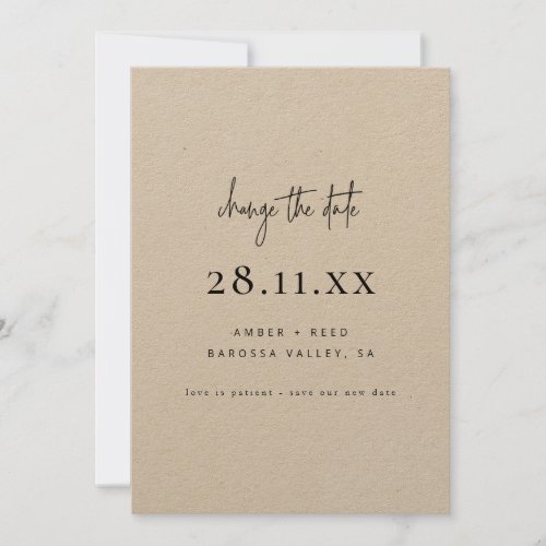 Simple Minimalist Kraft Script Change the Date Save The Date