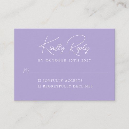 Simple Minimalist Lavender Script Custom RSVP