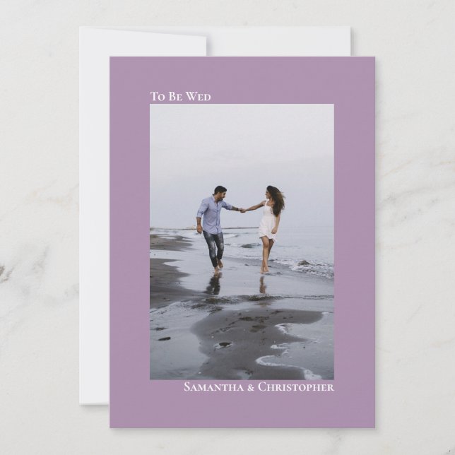 Simple Minimalist Lavender Vertical Photo Wedding Invitation (Front)