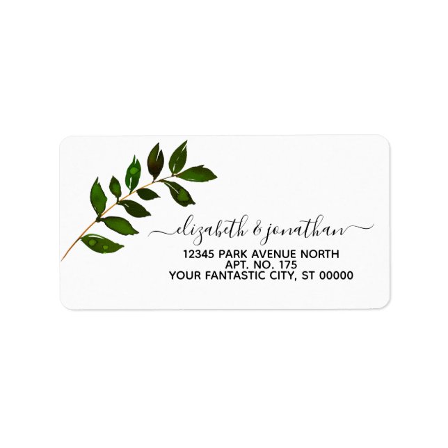 Simple Minimalist Leaf Foliage Wedding Label (Front)