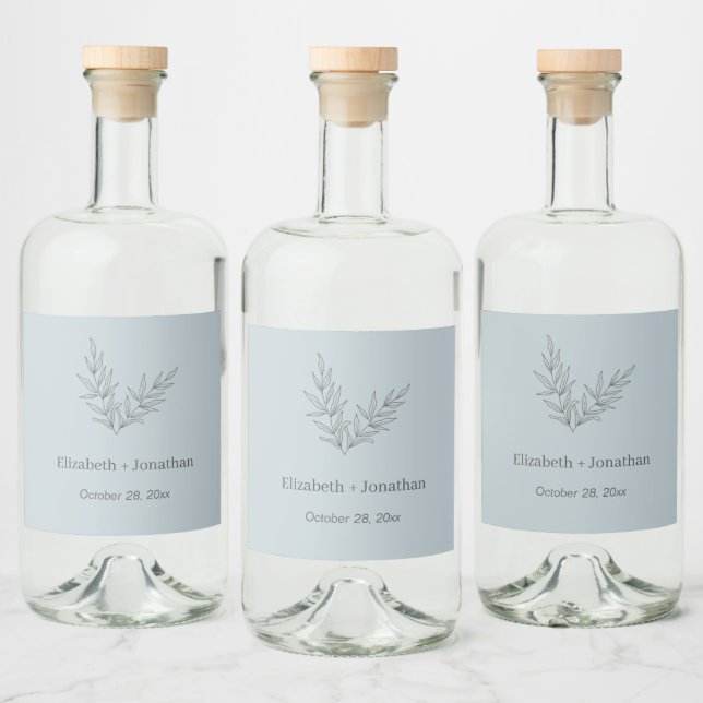 Simple minimalist leaf wedding      liquor bottle label (Bottles)