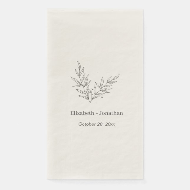 Simple minimalist leaf wedding   paper guest towels (Front)