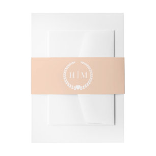 Simple Minimalist Light Pastel Peach Monogram  Invitation Belly Band