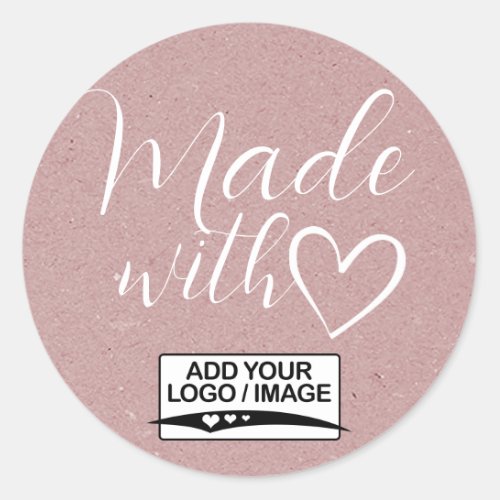 Simple Minimalist Lilac Kraft Paper Made With Love Classic Round Sticker