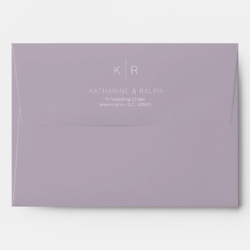 Simple Minimalist Lilac Monogram Wedding Envelope