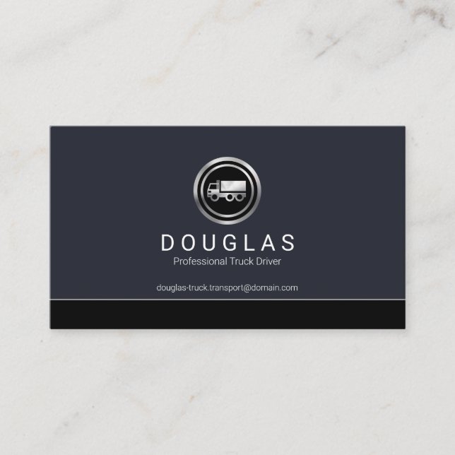 Simple Minimalist Line Border Truck Driver Business Card (Front)