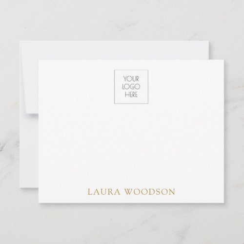 Simple Minimalist Logo And Gold Name  Note Card