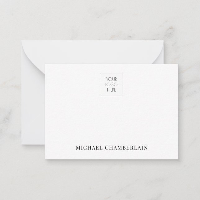 Simple Minimalist Logo And Name  Note Card (Front)