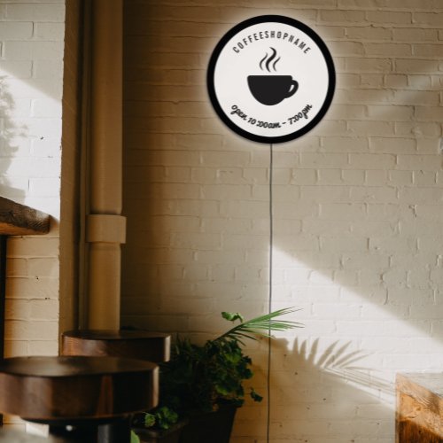 Simple Minimalist Logo Brandname Black Coffee Shop LED Sign