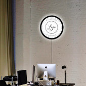 Simple Minimalist Logo Brandname Black White LED Sign