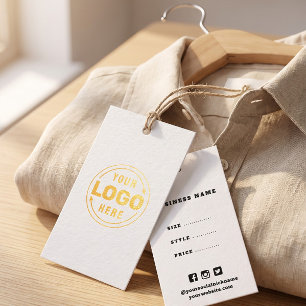 Simple Minimalist Logo Business Price Foil Gift Tags