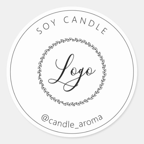 Simple Minimalist Logo Candle Package Black White  Classic Round Sticker