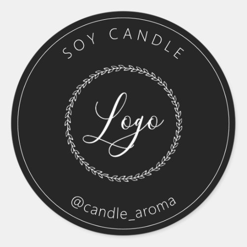 Simple Minimalist Logo Candle Package Black White  Classic Round Sticker