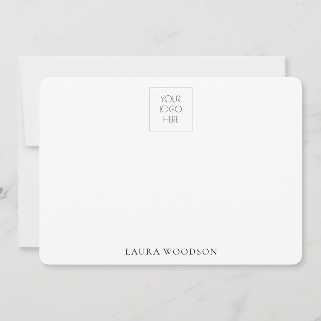 Simple Minimalist Logo Name  Note Card (Front)